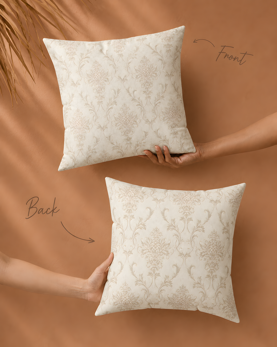 Ivory Damask Decorative Pillow