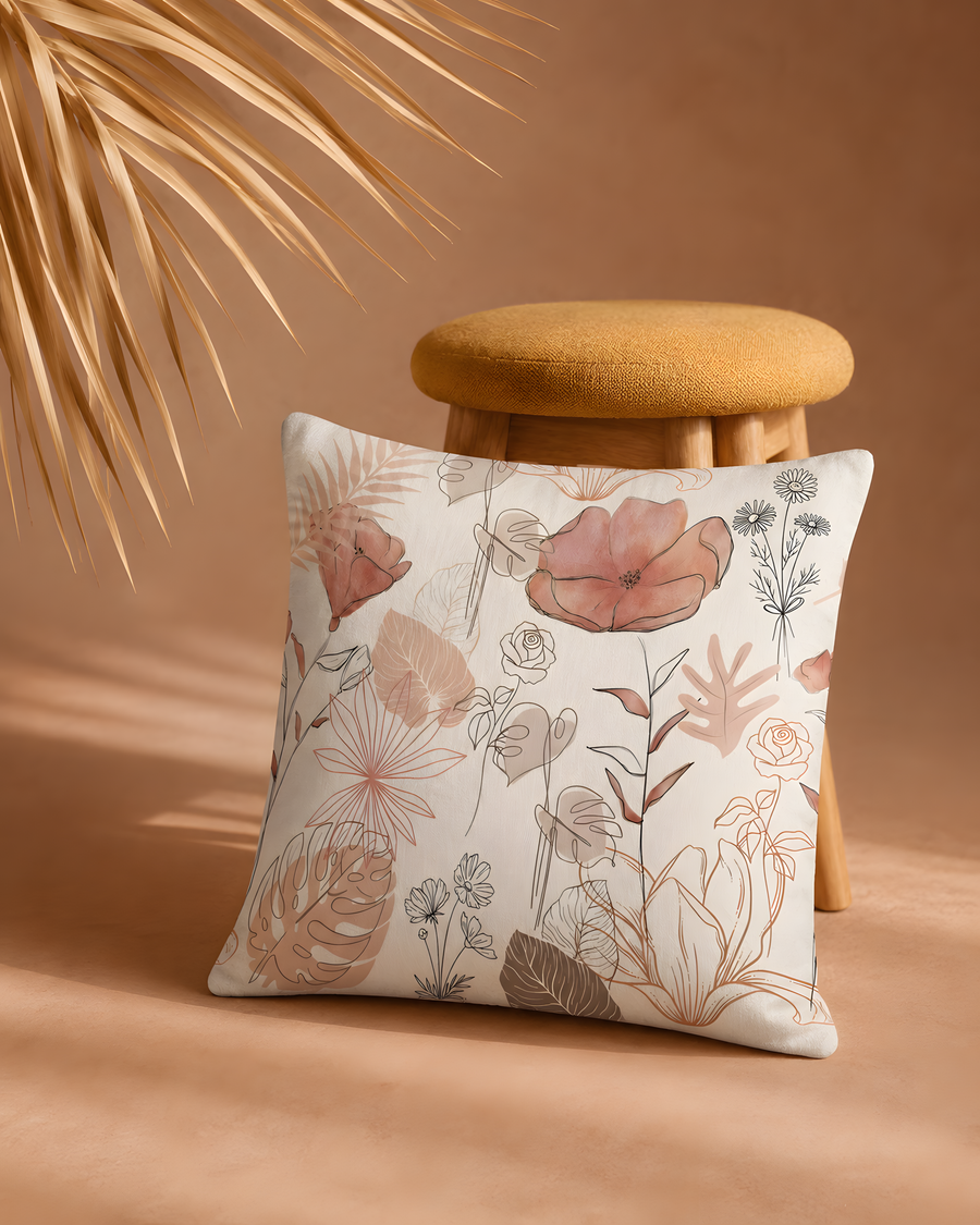 Blush Botanical Floral Pillow