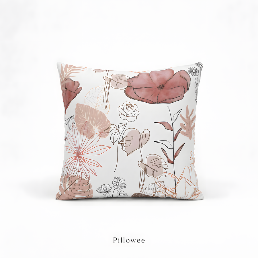 Blush Botanical Floral Pillow