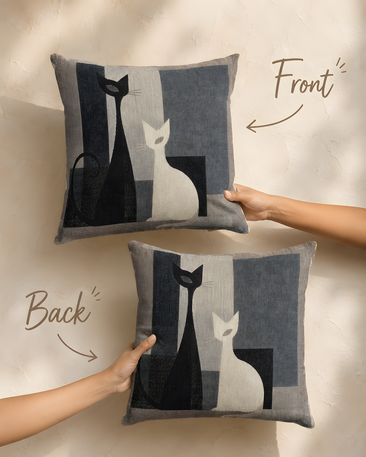 Modern Abstract Cat Woven Pillow