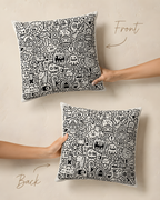 Doodle Monster Polyester Pillow