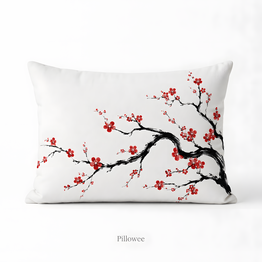 Japanese Cherry Blossom Lumbar Pillow