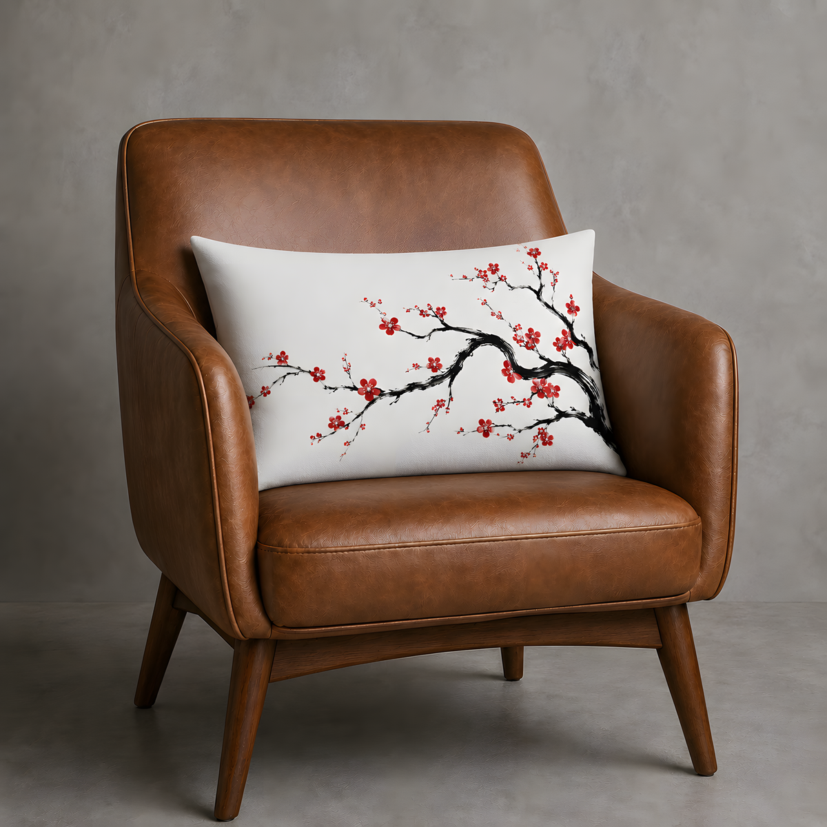 Japanese Cherry Blossom Lumbar Pillow