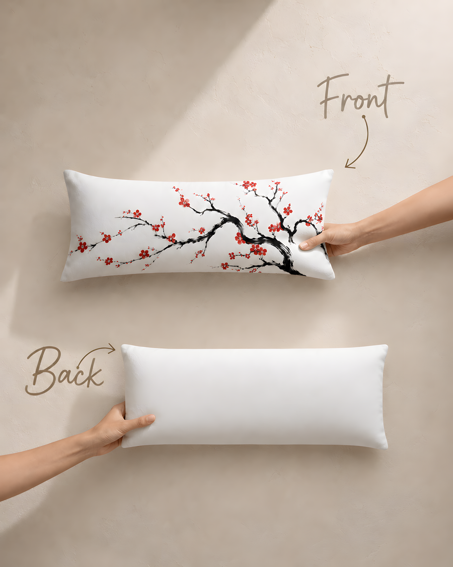 Japanese Cherry Blossom Lumbar Pillow