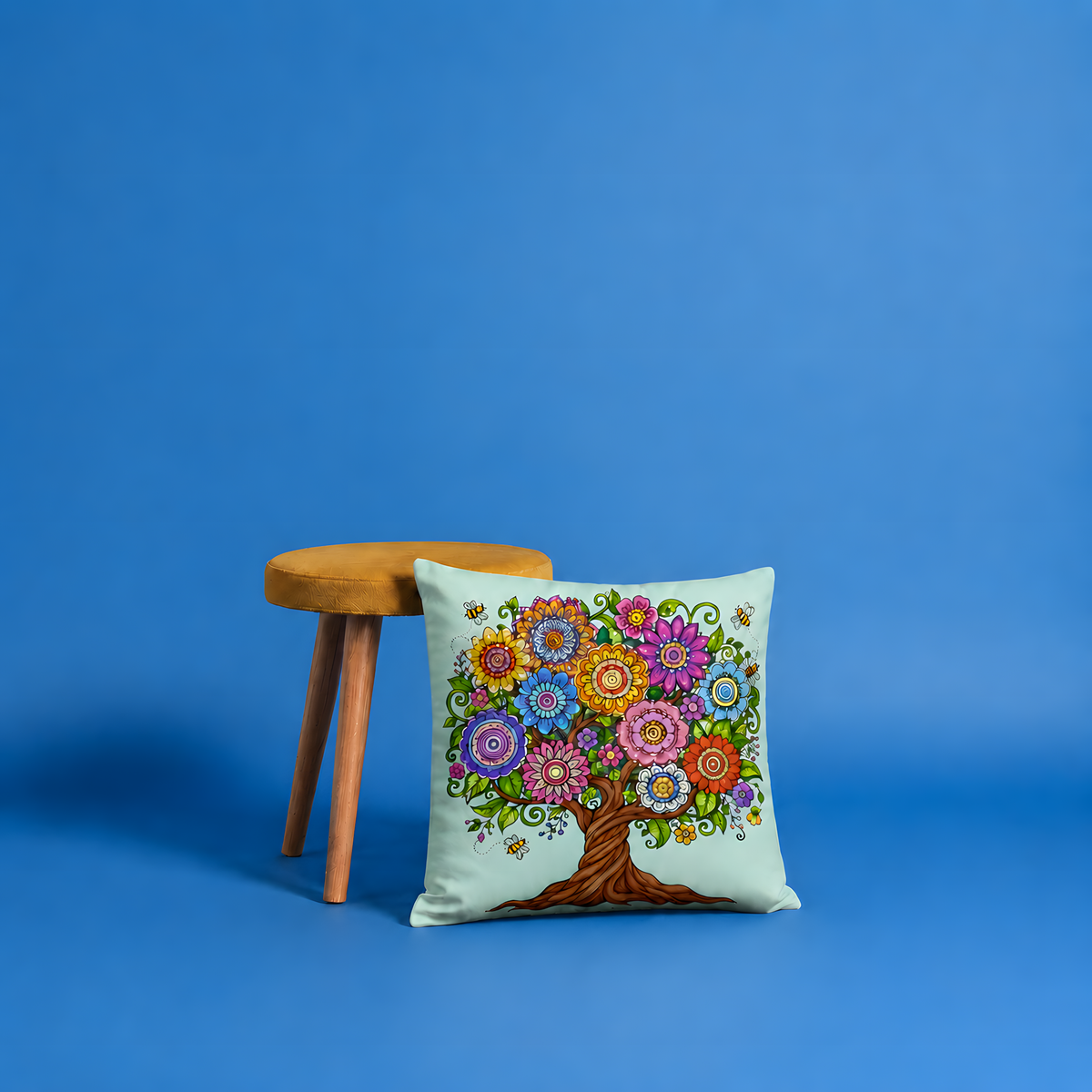 Floral Tree Decorative Pillow Case