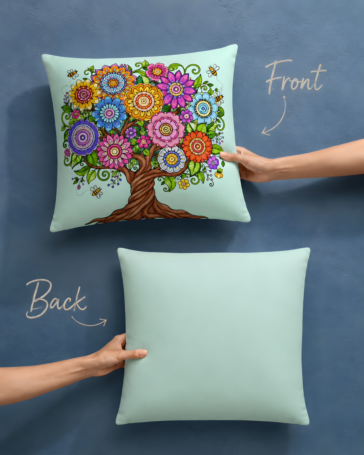 Floral Tree Decorative Pillow Case