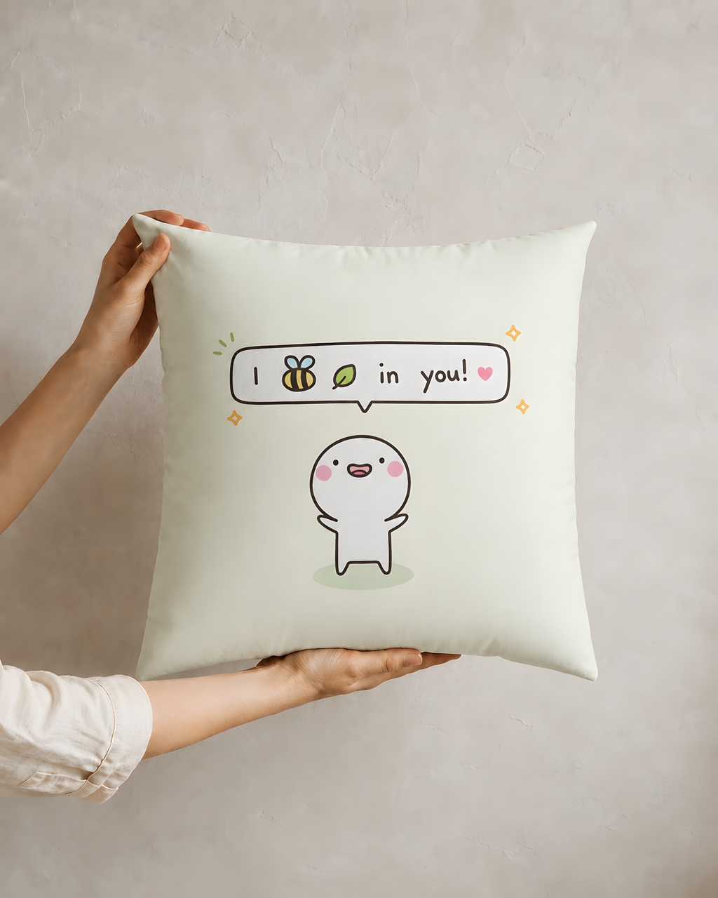 “I Bee-leaf in You!” Square Pillow