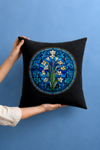 Blue Stained Glass Floral Pillow