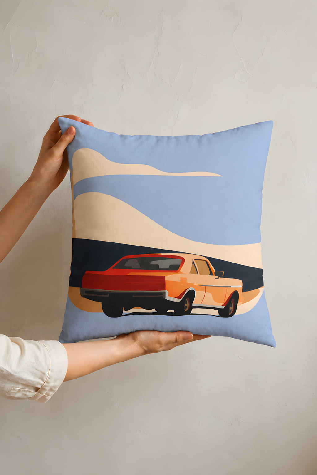 Retro Road scape Car Pillow case