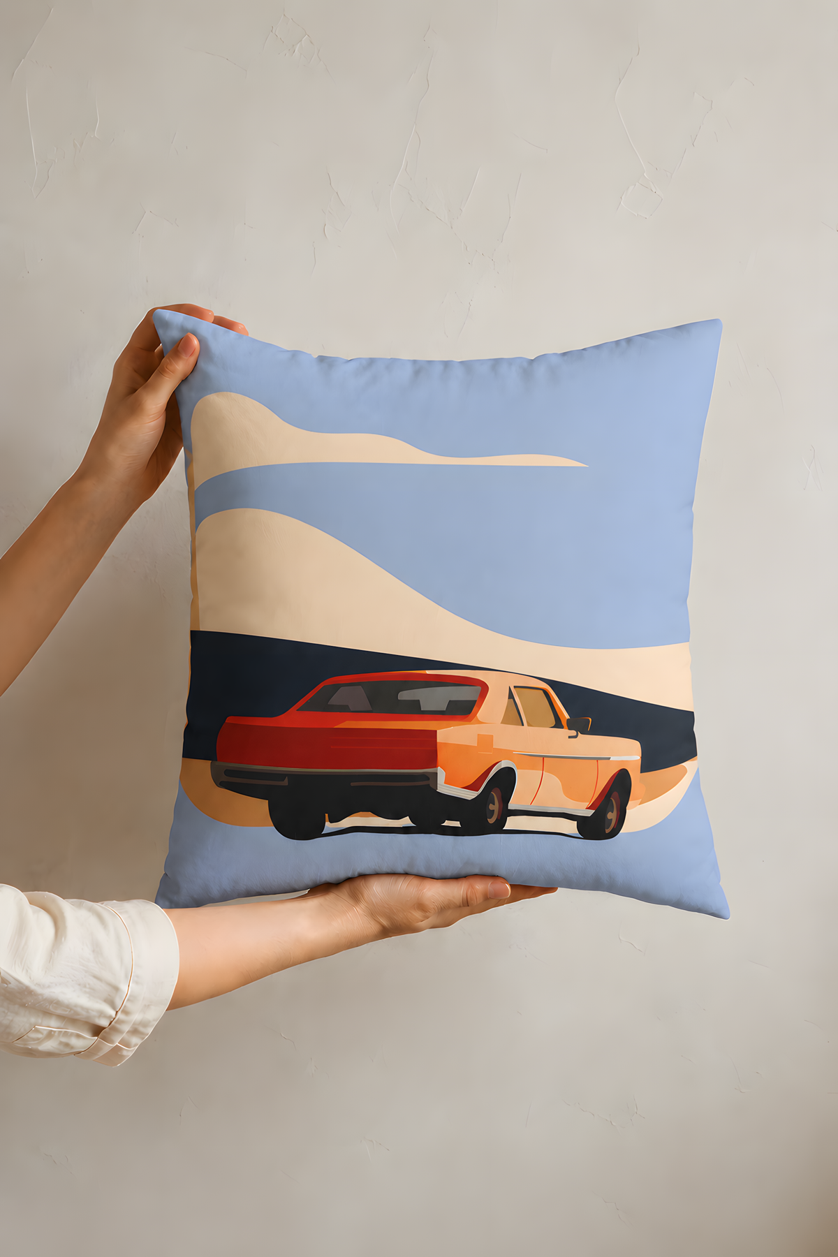 Retro Road scape Car Pillow case