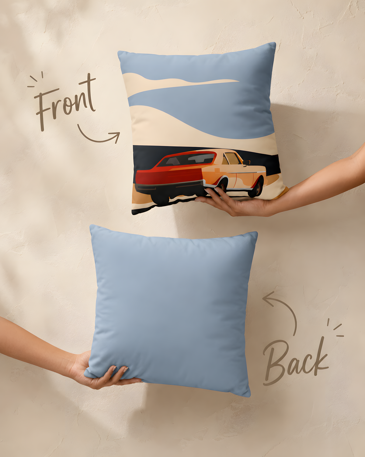 Retro Road scape Car Pillow case