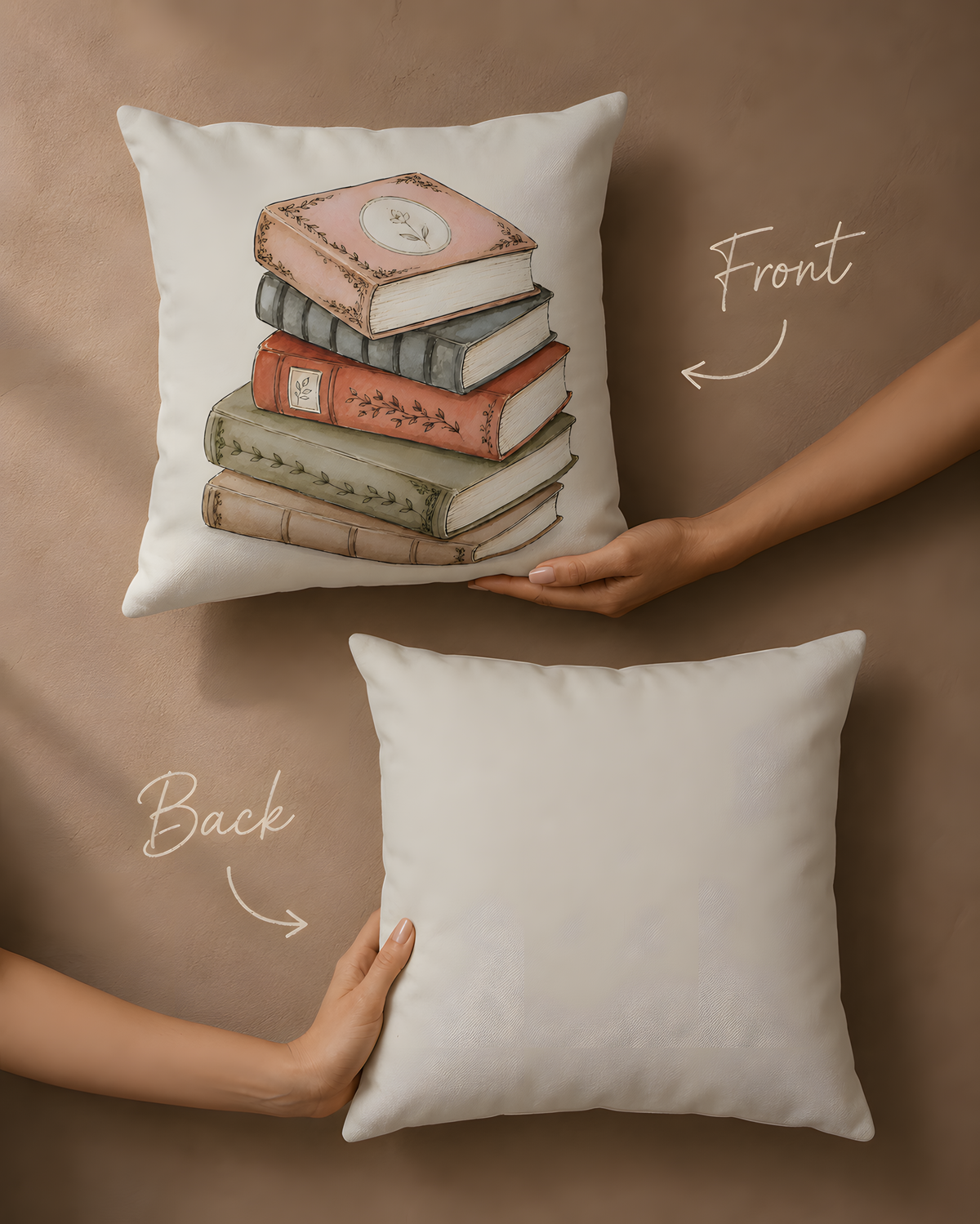 Vintage Books Stack Outdoor Pillow