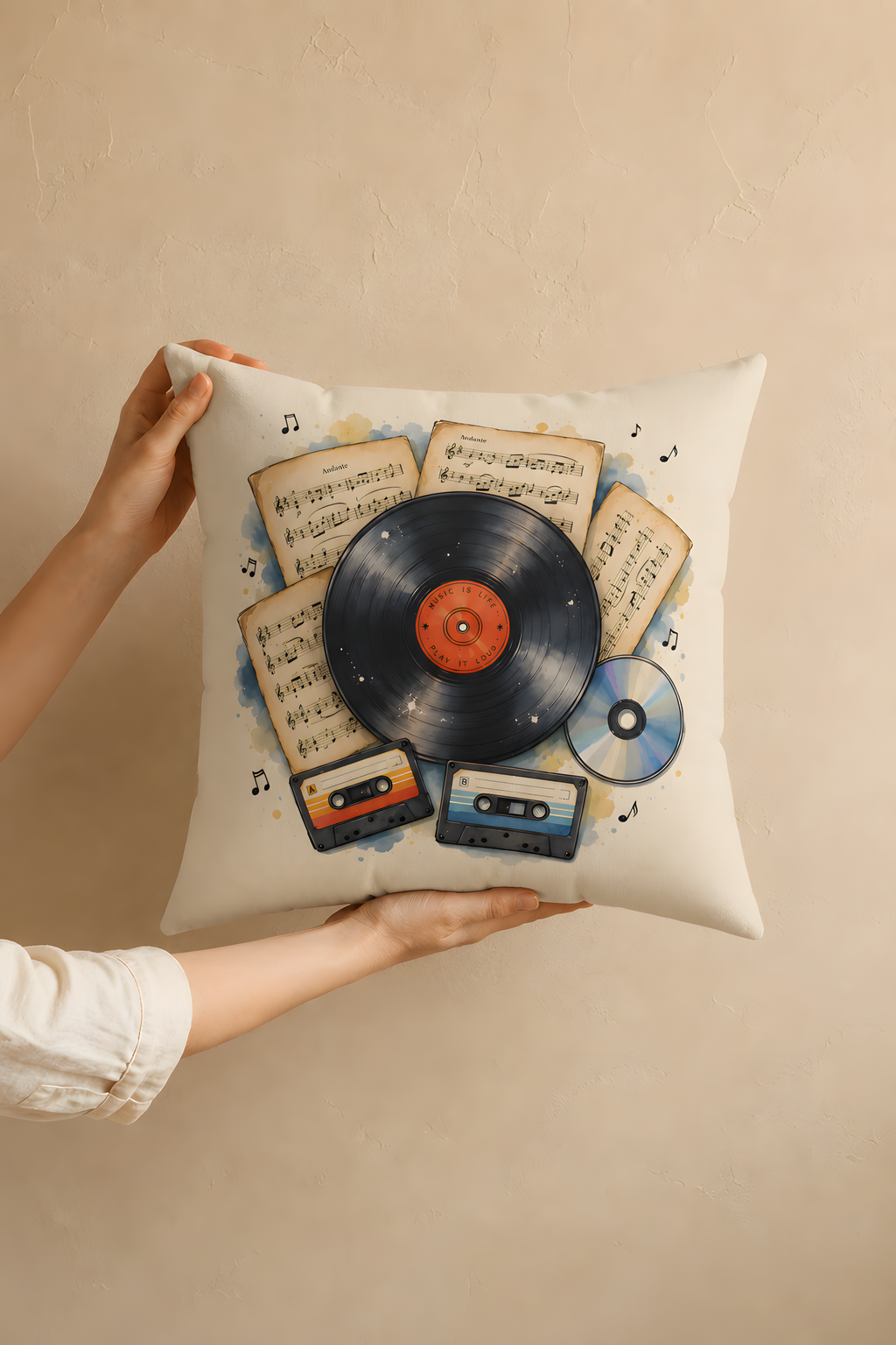 Vintage Music Vinyl Pillow