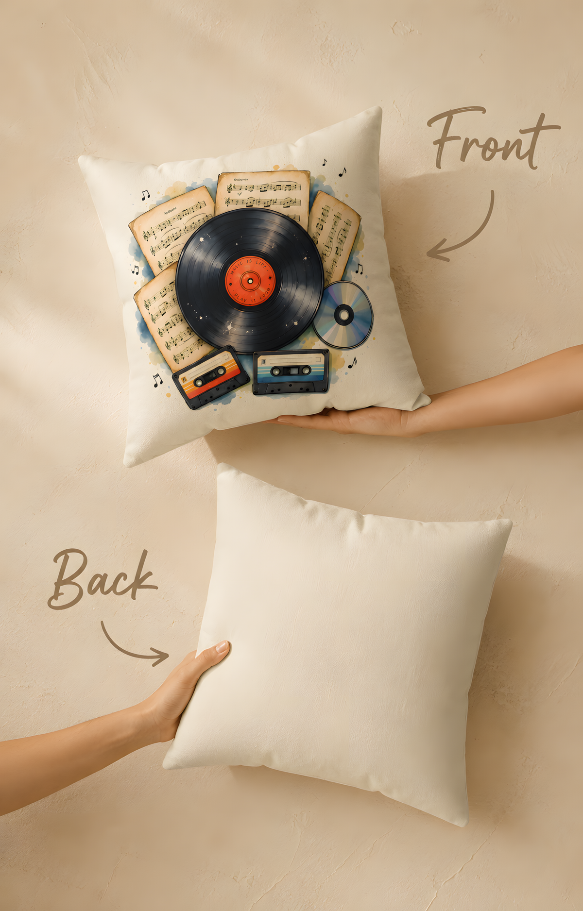 Vintage Music Vinyl Pillow