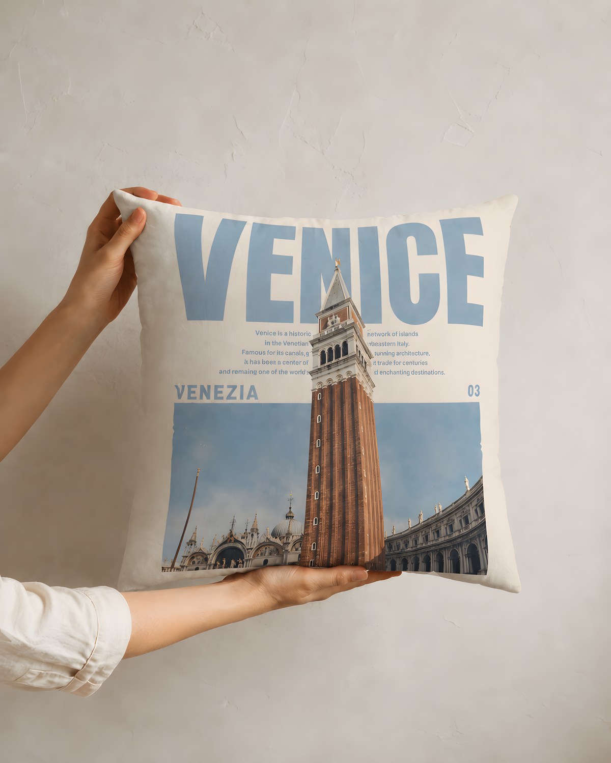 Vintage Venezia Campanile Travel Pillow