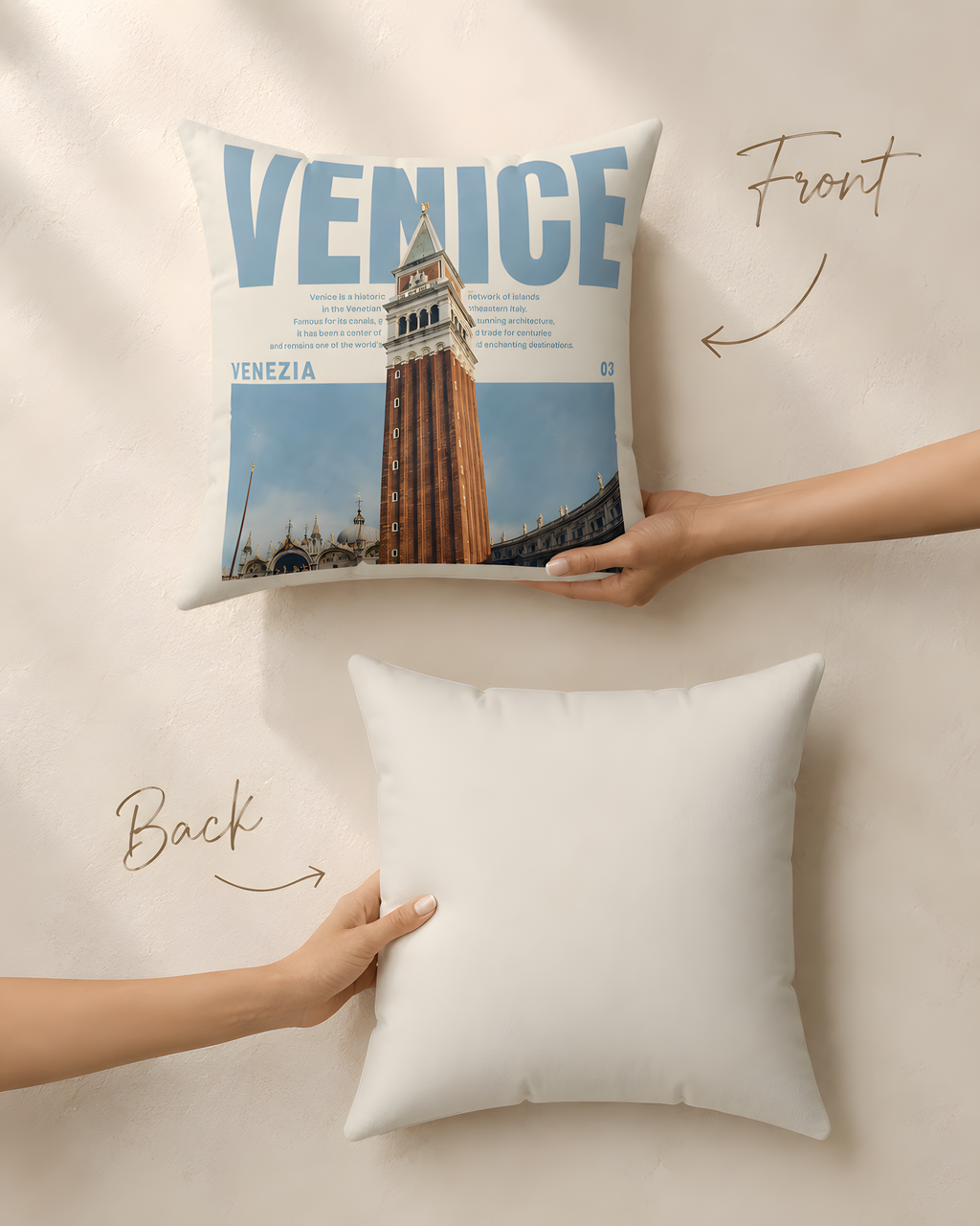 Vintage Venezia Campanile Travel Pillow