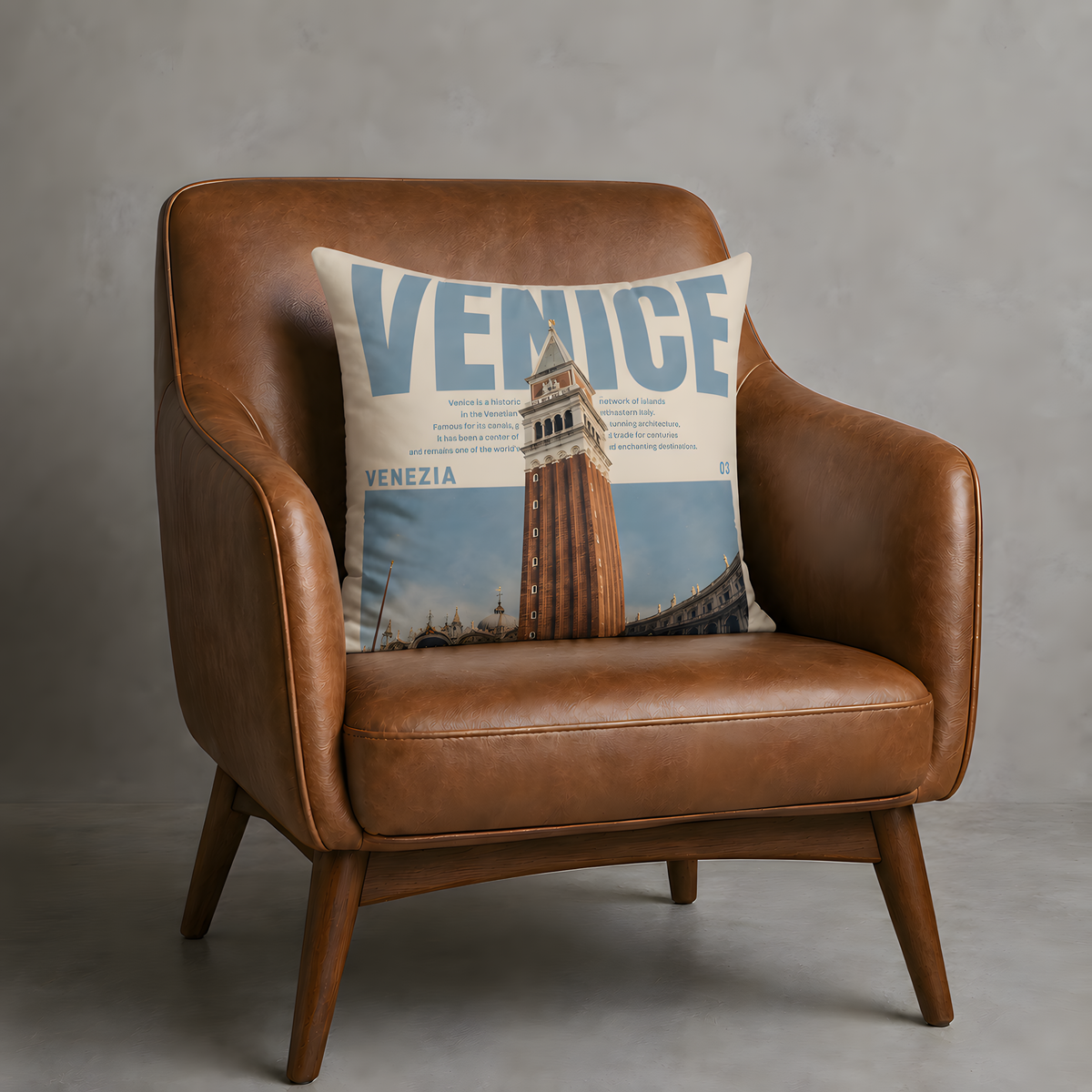 Vintage Venezia Campanile Travel Pillow