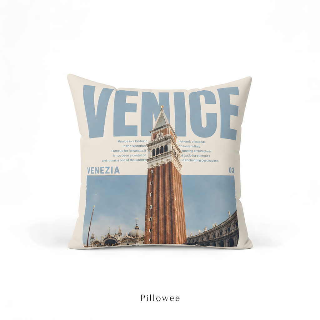 Vintage Venezia Campanile Travel Pillow