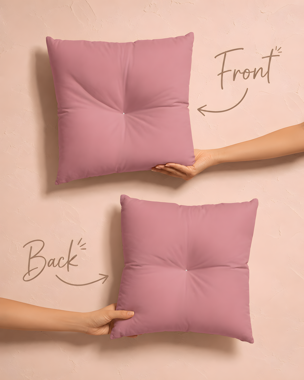 Dusty Rose Tufted Square Pillow