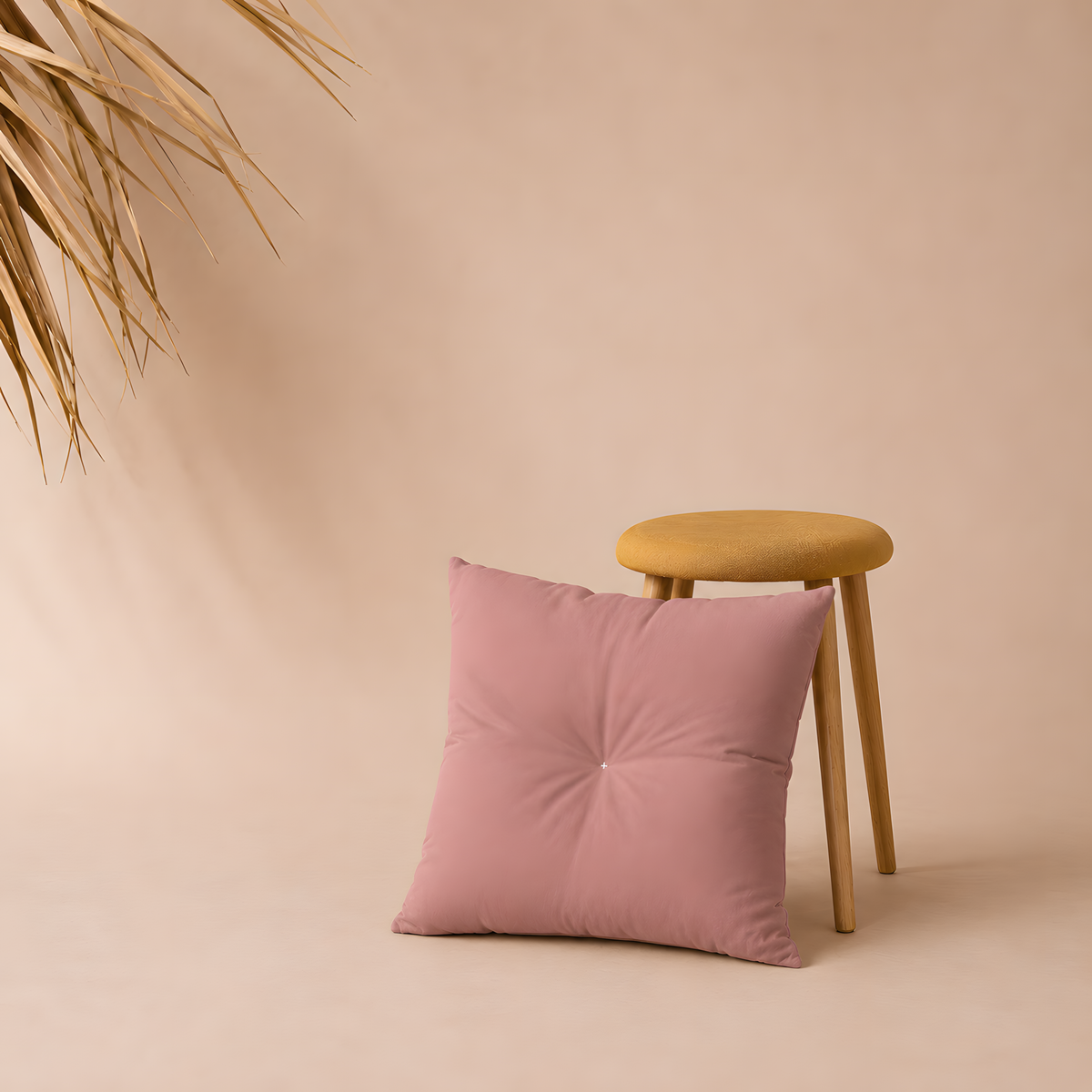 Dusty Rose Tufted Square Pillow