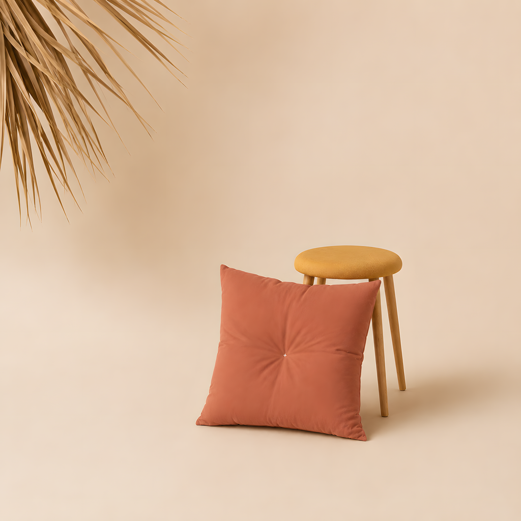 Terracotta Tufted Square Pillow
