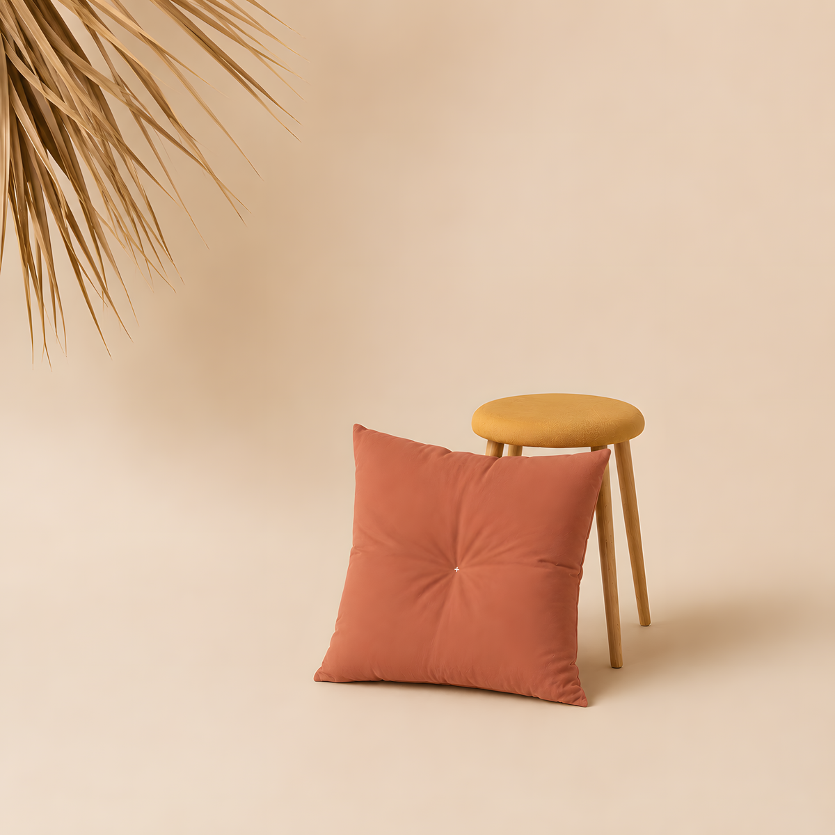 Terracotta Tufted Square Pillow