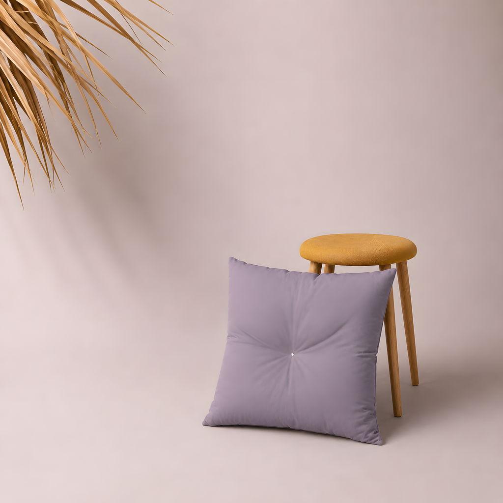 Lavender Gray Tufted Square Pillow