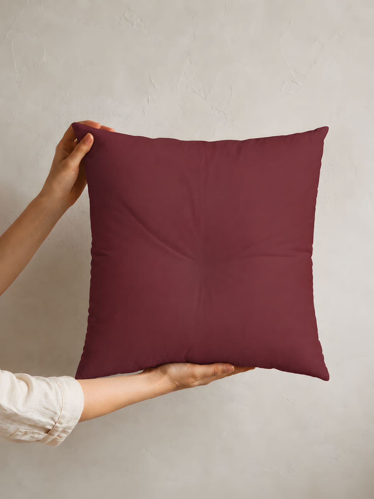Burgundy Tufted Square Pillow