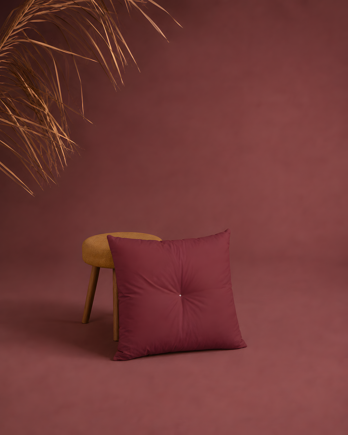 Burgundy Tufted Square Pillow