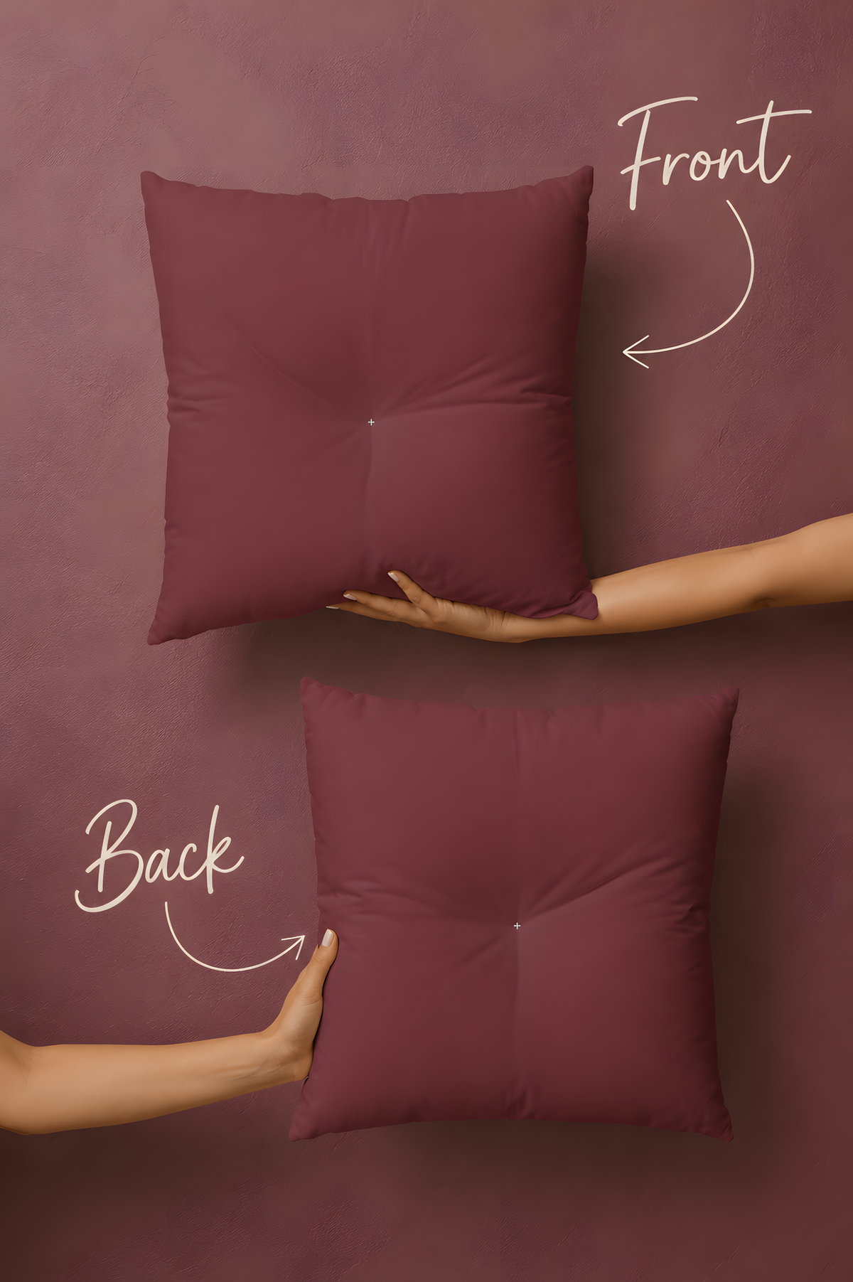 Burgundy Tufted Square Pillow