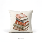 Vintage Books Stack Outdoor Pillow