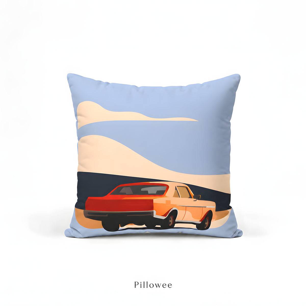 Retro Road scape Car Pillow case