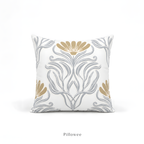 Ivory and Gray Floral Pillow