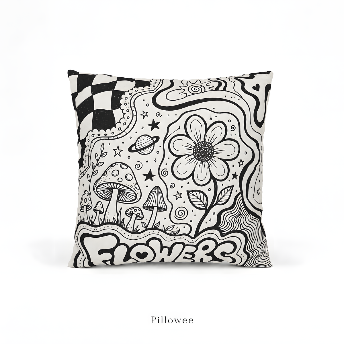 Psychedelic Floral Doodle Pillowcase