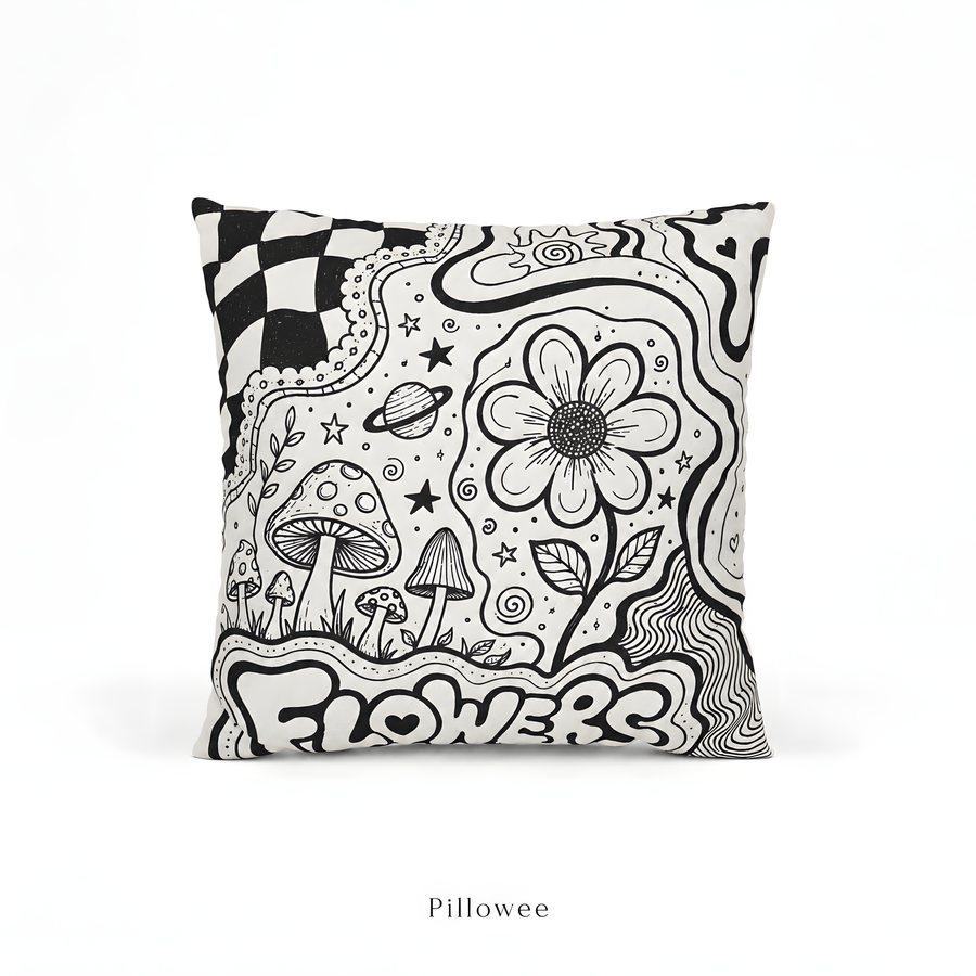 Psychedelic Floral Doodle Pillowcase