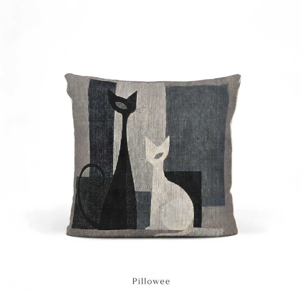 Modern Abstract Cat Woven Pillow