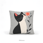 Gray Floral Cat Pillow