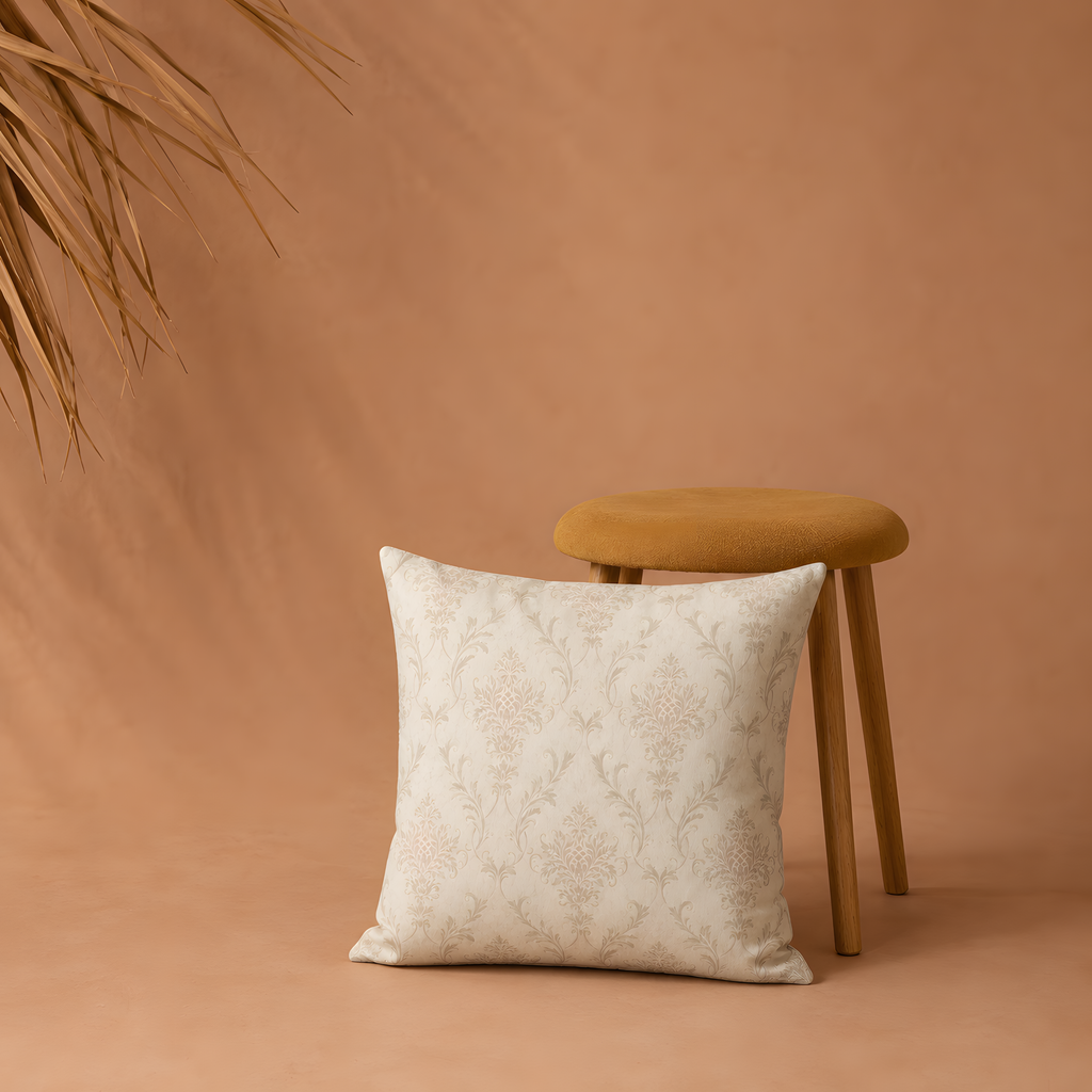 Ivory Damask Decorative Pillow