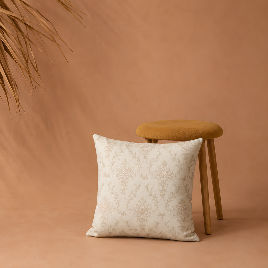 Ivory Damask Decorative Pillow