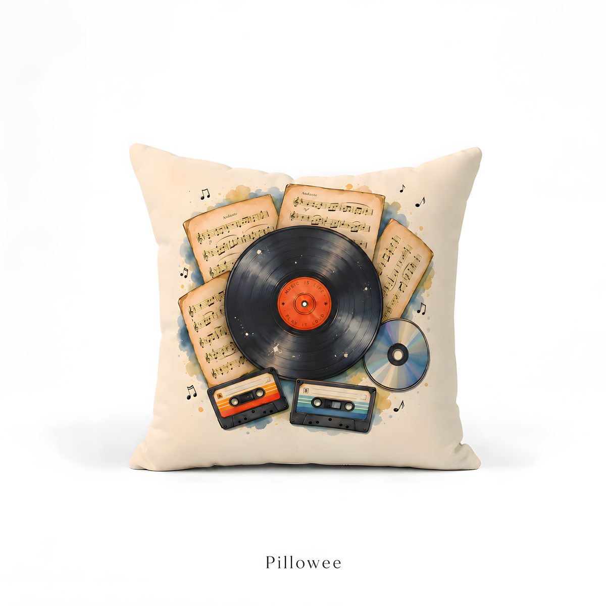 Vintage Music Vinyl Pillow
