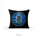 Blue Stained Glass Floral Pillow