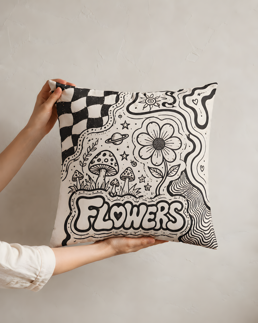 Psychedelic Floral Doodle Pillowcase
